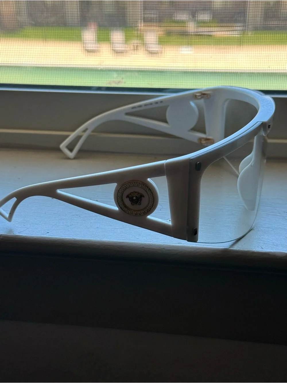 Versace White Shield Visor Sunglasses